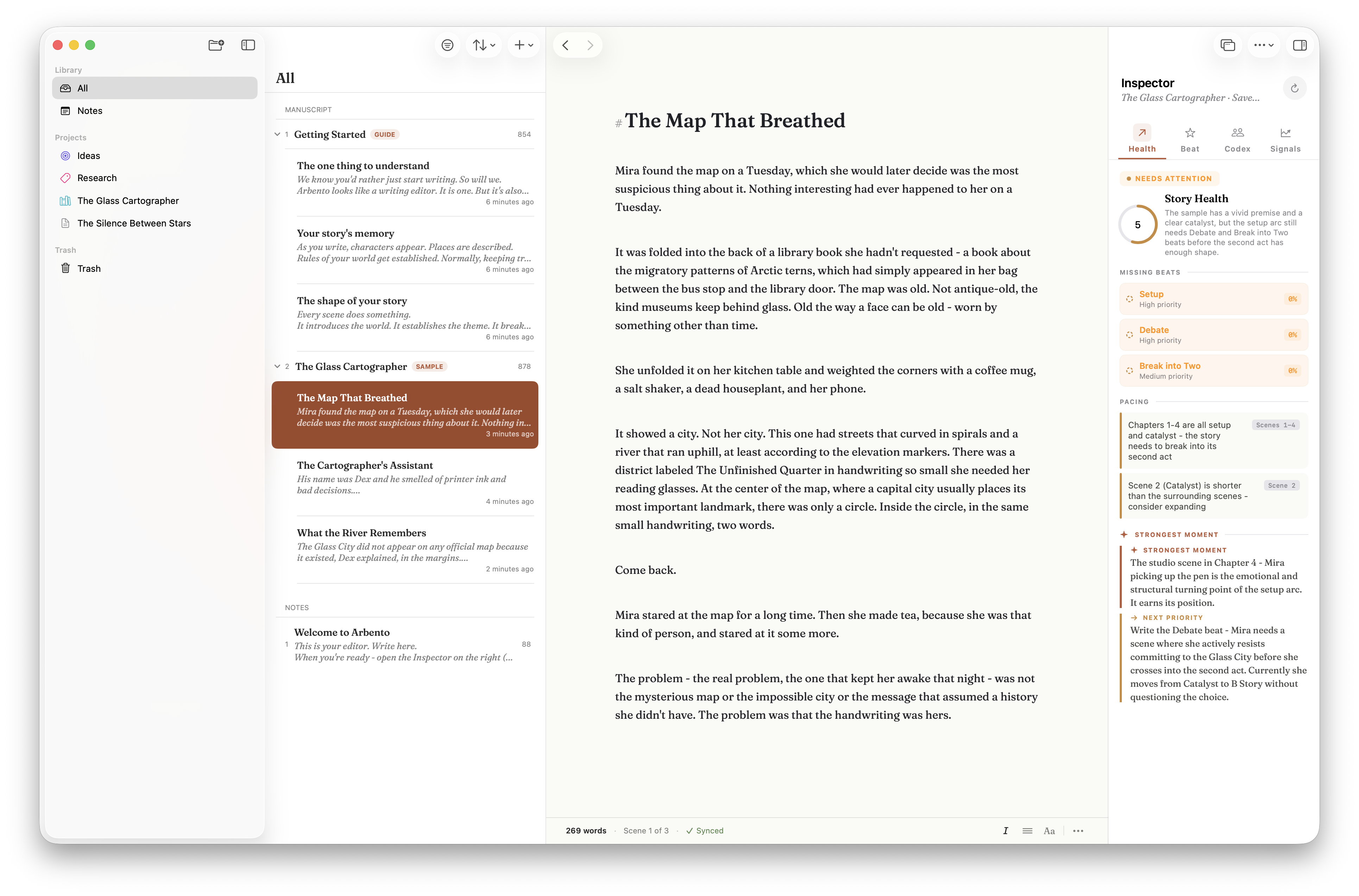 Arbento editor on Mac